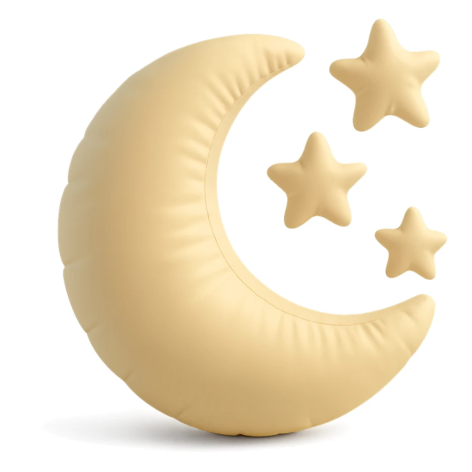 moon with stars, dreamy and soft appearance, cushion style sticker