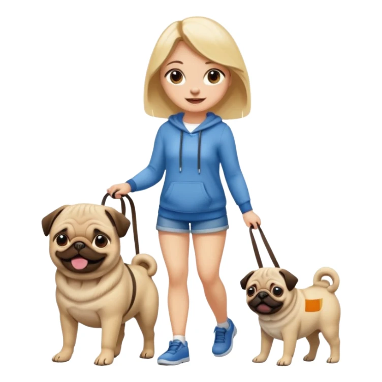 haz una chica rubia paseando a su perro pug sticker