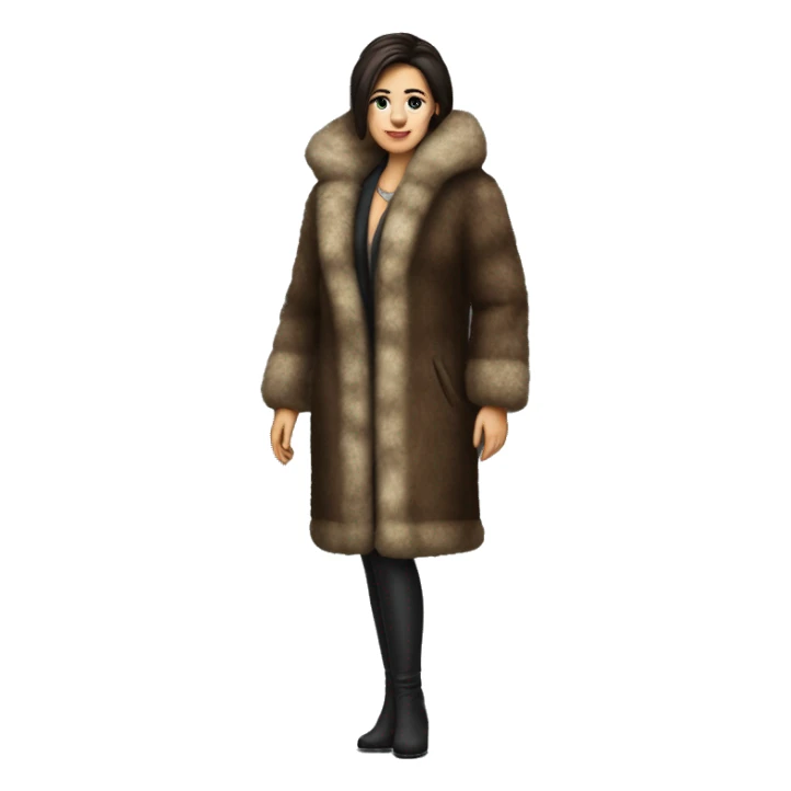 Realistic brunette mob wife full body fur coat sticker