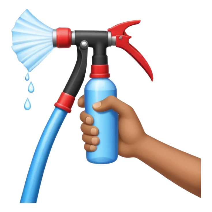 A hand holding a water hose and extinguishing the fire, no man sticker
