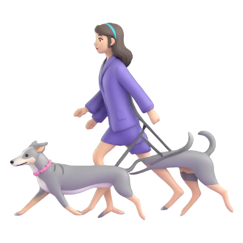 Japanese girl with flowing hair walking a solid grey greyhound with cherry blossoms in the background sticker
