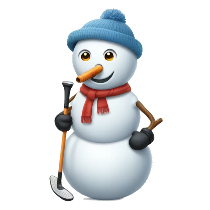 snowman with golf club sticker
