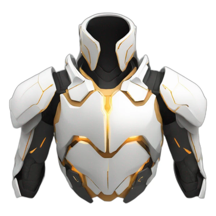 futuristic armored Omega Energy breastplate radiating omega energy sticker