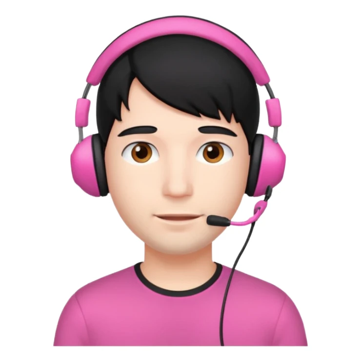 guy with black hair and pink headset sticker