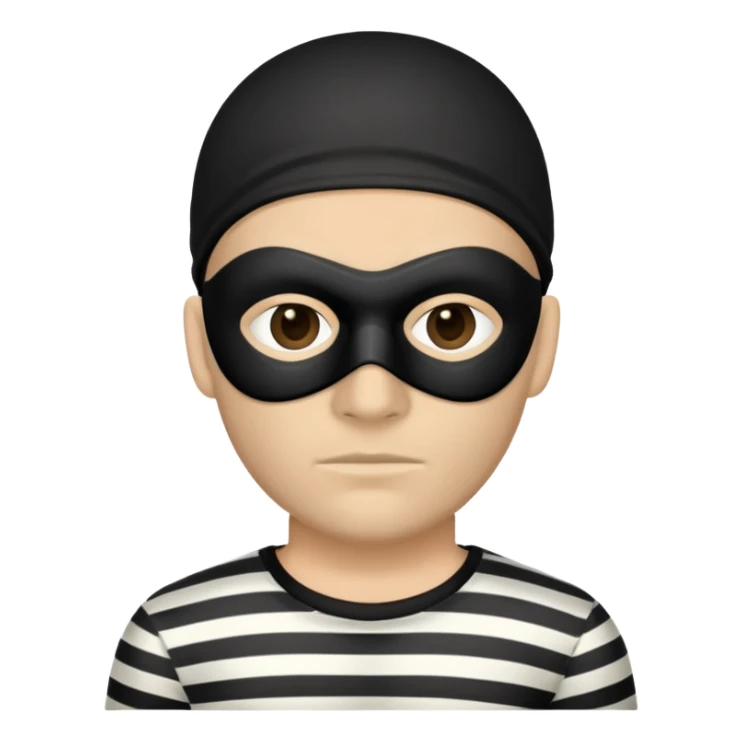 classic robber with black mask and striped shirt sticker