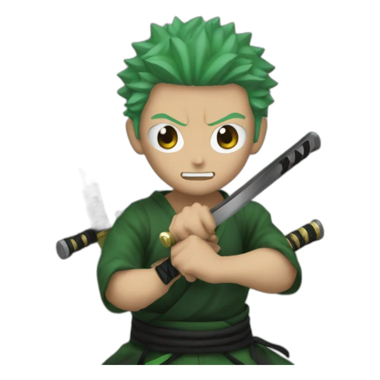 Realistique Rononoa zoro with his 3 katanas sticker
