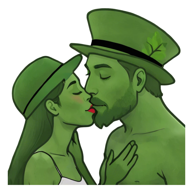 Brunette girl kissing black man sticker