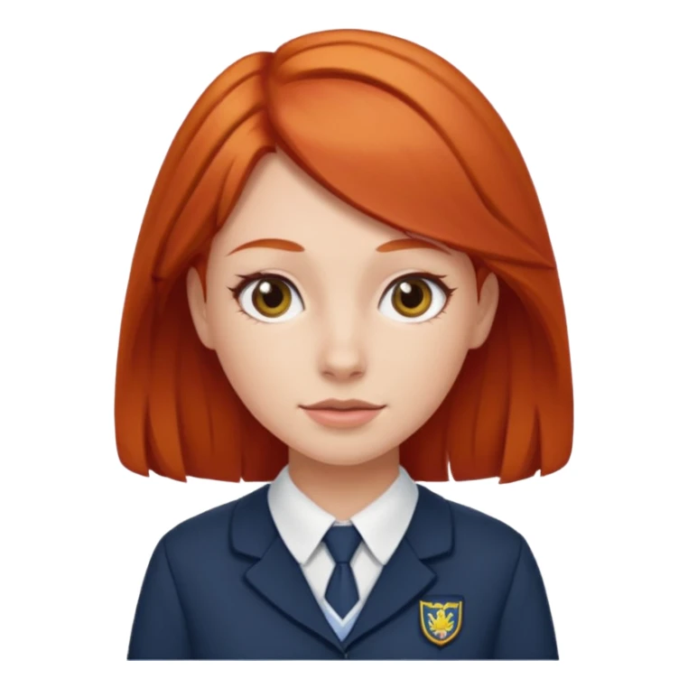 red headed woman with a school in the background sticker