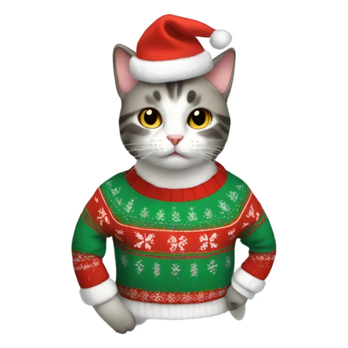 cat wearing a christmas sweater  sticker