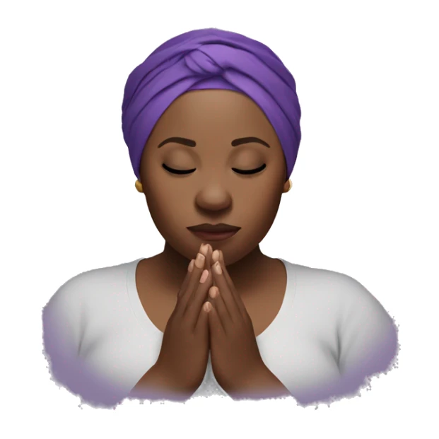 Dark Plus size woman praying with purple head wrap   sticker