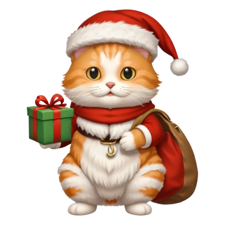 A cat dressed as Santa Claus and New Year 2026 sticker