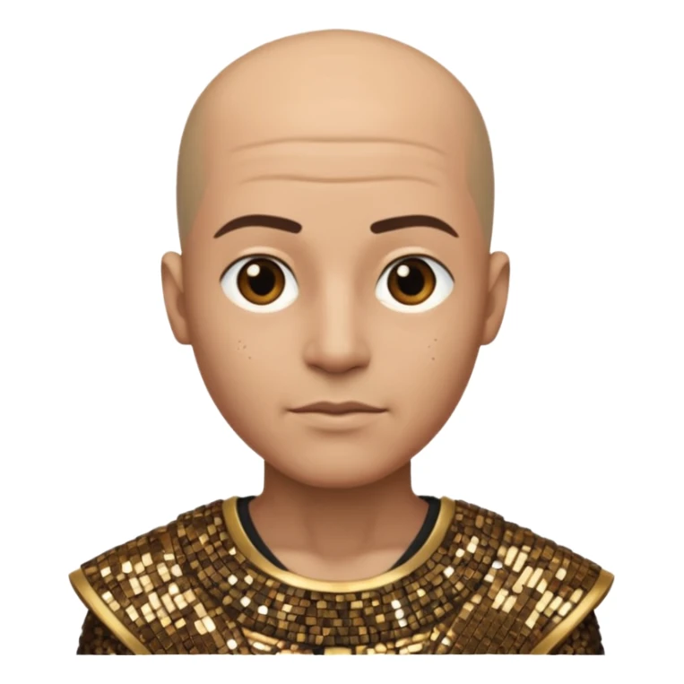Imhotep from Universal Monsters with bald head, bronze sequin outfit  sticker
