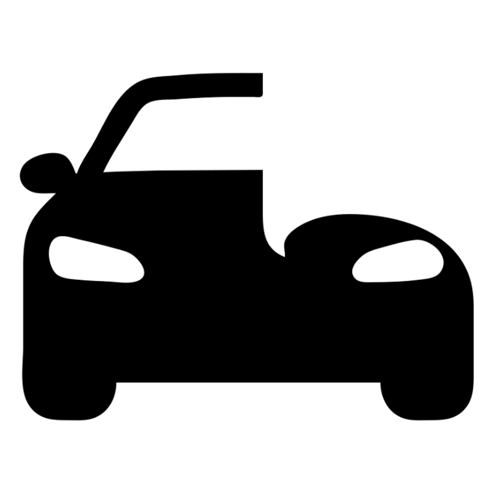 solid icon of a luxury glossy black car with a section covered by a semi-transparent rolled film, light gray film, curved effect for adhesion, minimal and modern sticker