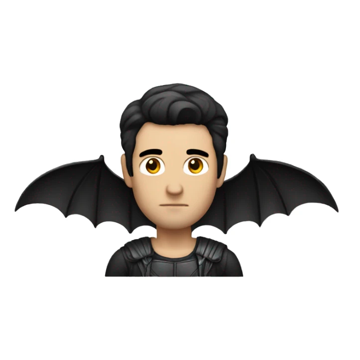 white man with black hair and large bat wings sticker
