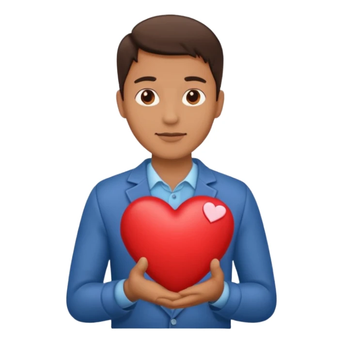 A single man with heart in his hand  sticker
