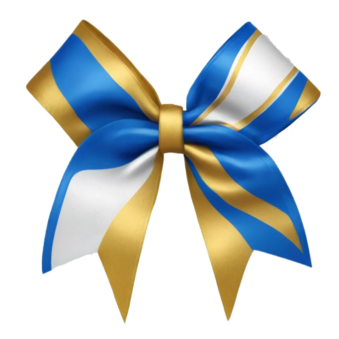 Blue and gold and white cheerleading bow sticker