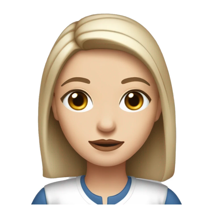 Slavic woman with blue eyes, eyes look up, fair skin, straight gradient medium length hair, eyes makeup, dressed in white T-shirt and office black jacket. sticker