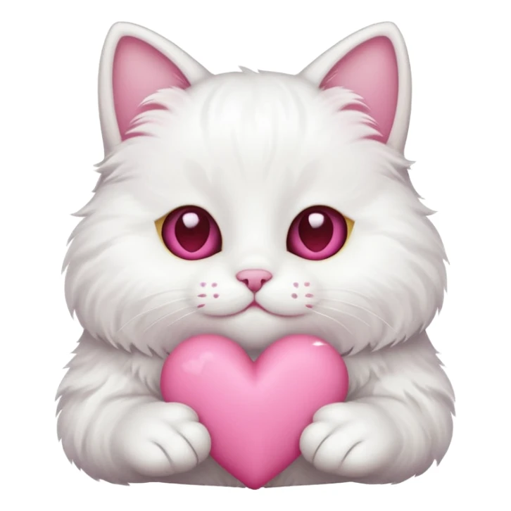 white cat hands holding a pink heart sticker