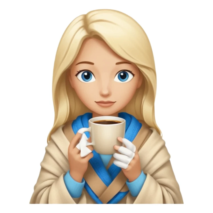 Blonde with blue eyes wrapped yphot coffee sticker