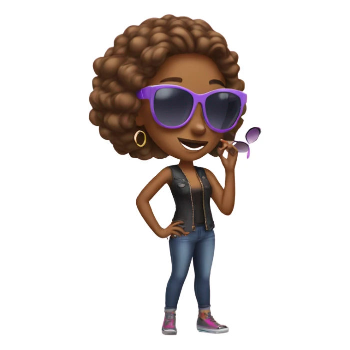 diva girl putting sunglasses on sticker
