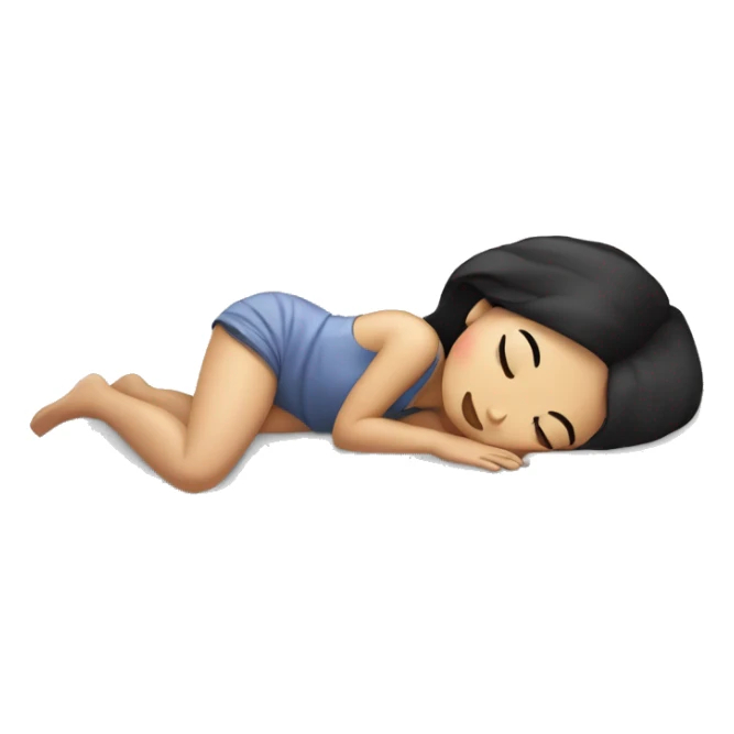 Coquette asian black hair girl sleeping  sticker