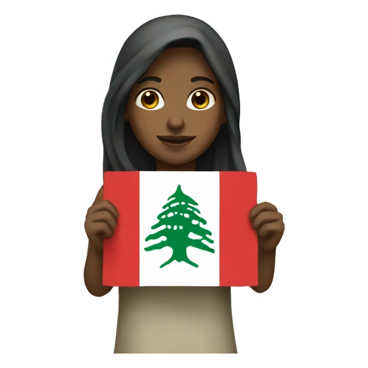 A girl holding the Lebanese flag  sticker