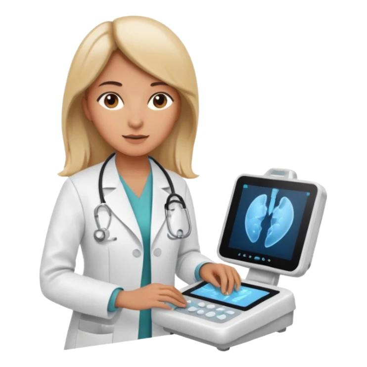 female doctor working an ultrasound machine sticker