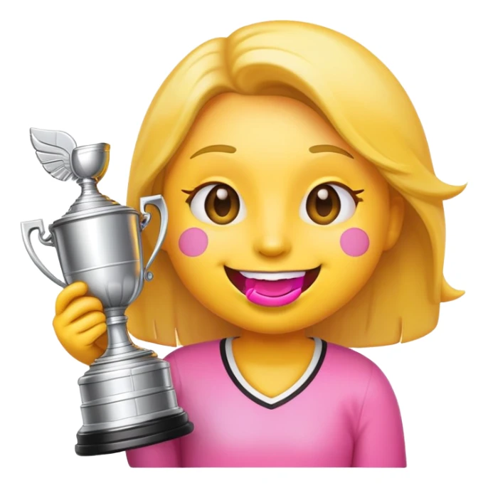 happy emoji with shiny lip gloss holding a Stanley cup sticker
