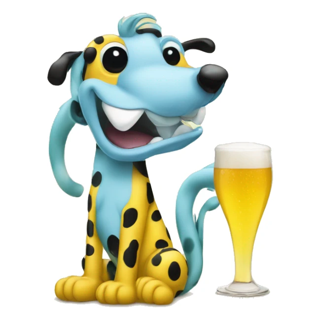 le marsupilami de la bd avec une bière a la main sticker