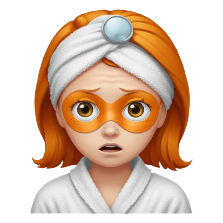 scared ginger girl with bath towels and eye patches sticker