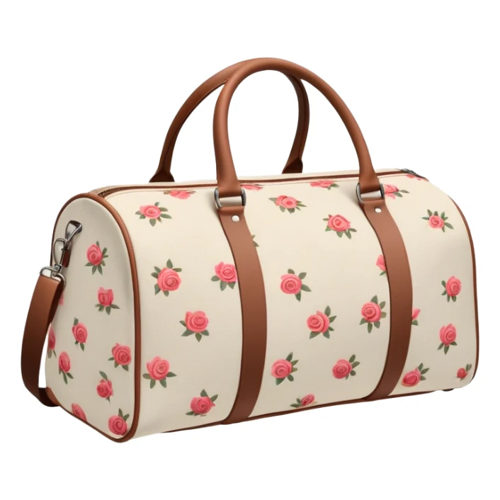 A sports bag with a pale beige print in a small roses sticker