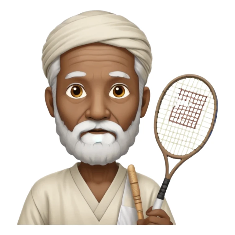 ancient guru india old black man with 1 badminton racket sticker