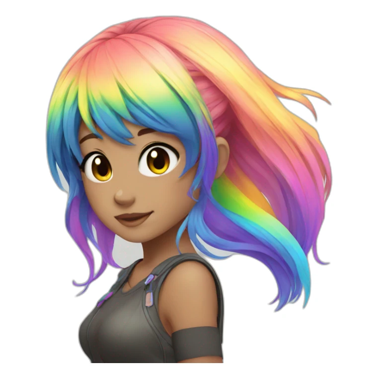 Anime girl with rainbow hair sticker