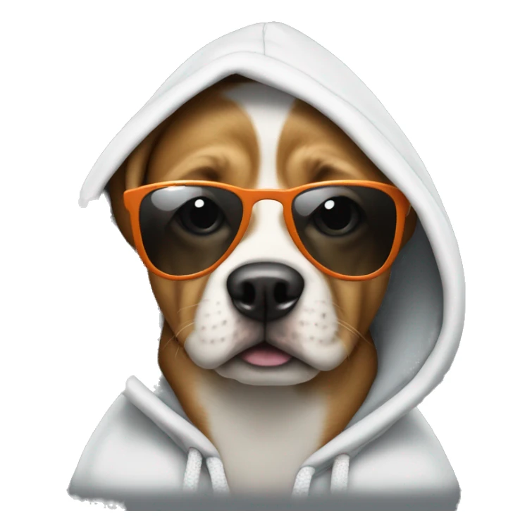 Dog with sunglasses wearing a hoodie saying HIIIII sticker