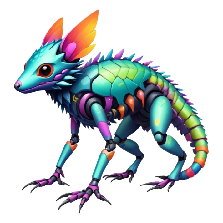  exotic colorful futuristic modern cyber-Fakémon-Digimon-Trico-Vernid-creature sticker