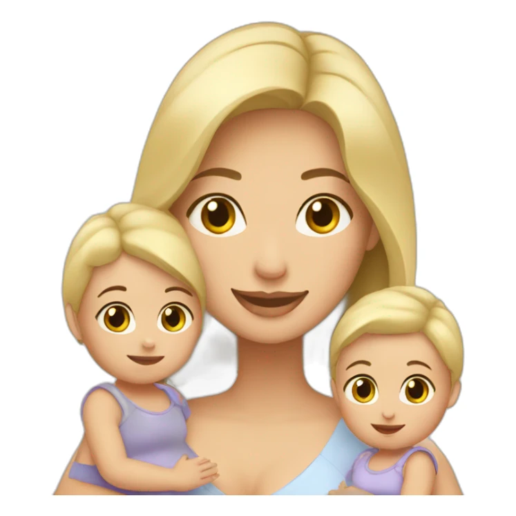 blonde mother with 2 female babies sticker