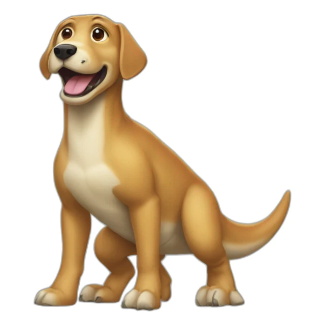 Un chien qui porte un dinosaure sticker