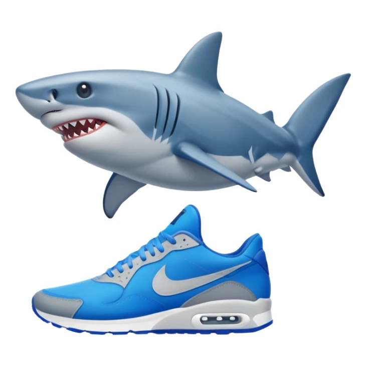 Give me a shark make the shark have blu Nike shoes on sticker