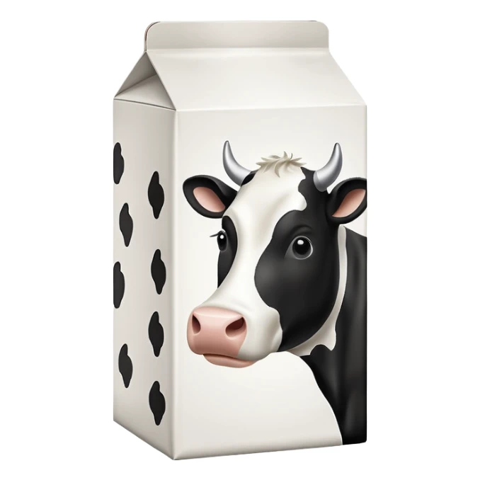Milk Carton with black and white cow spots on it sticker