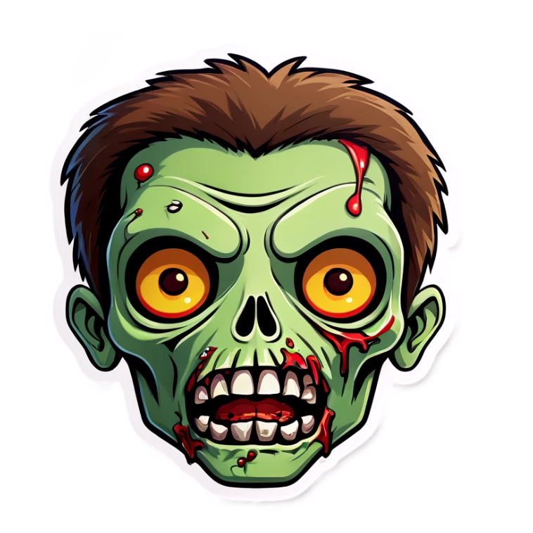 zombie with brown eyes and brown hair sticker