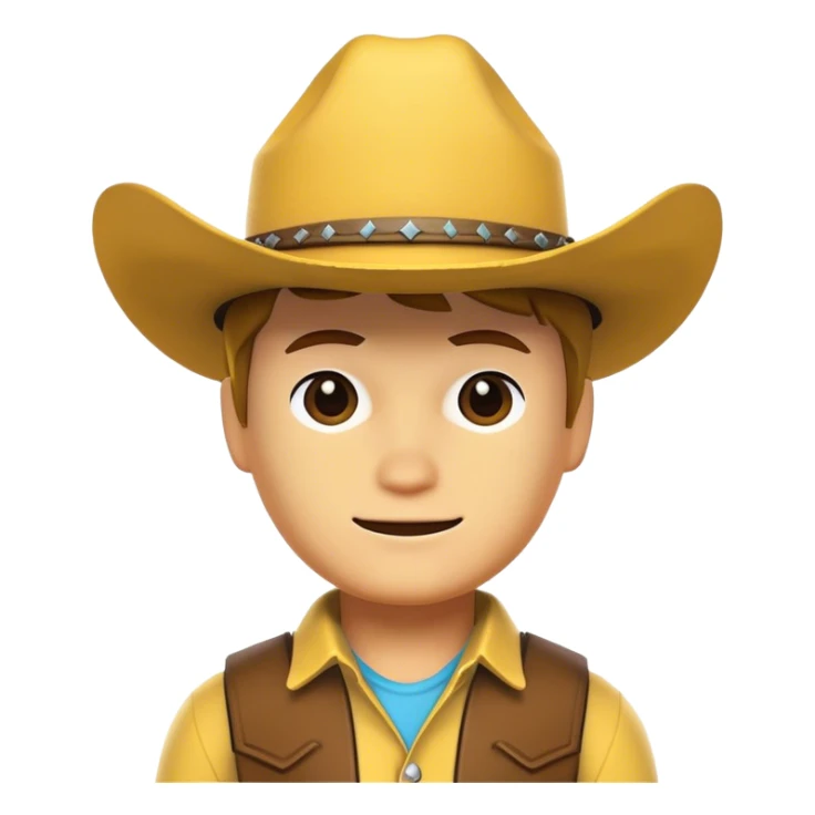 yellow roblox character with cowboy hat on him sticker
