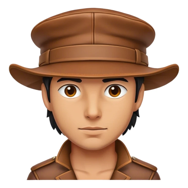 Medieval male working leather hat with reinforced seams sticker