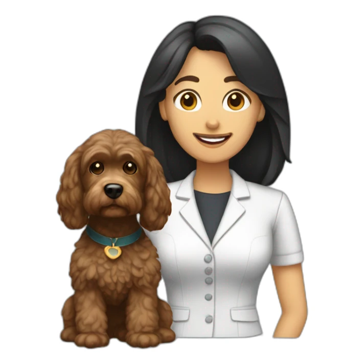 Brown Cockapoo with female teacher with black straight hair sticker