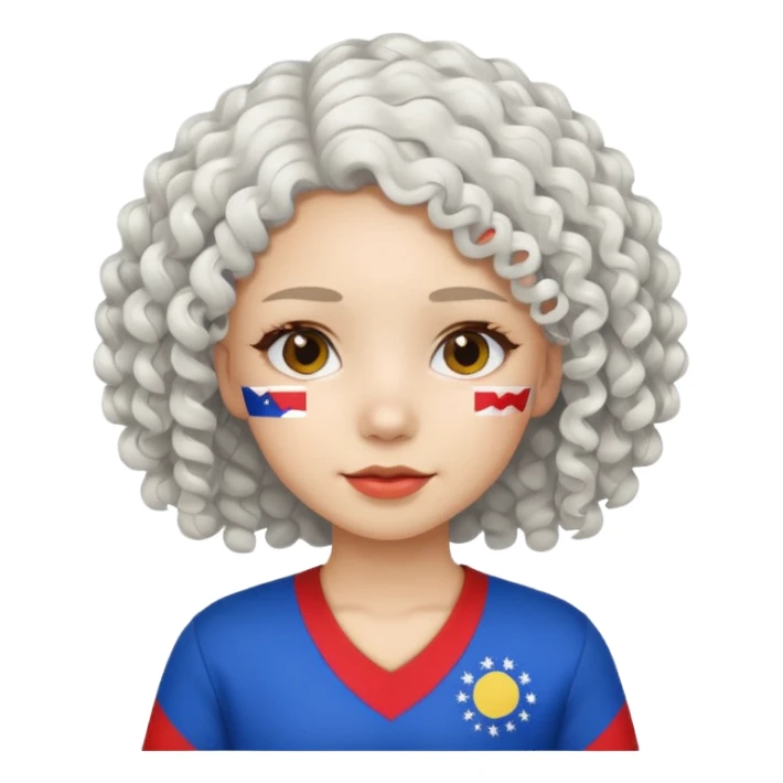 white curly hair girl pinoy flag sticker