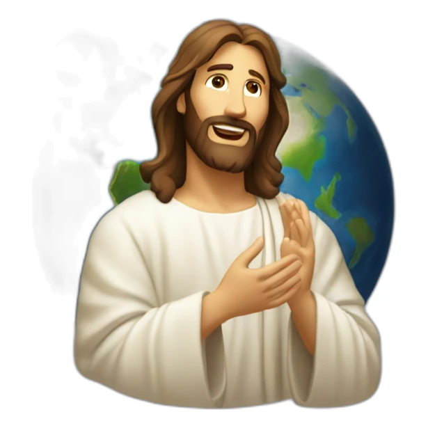 Jesus Cristo irradiando luz ao planeta Terra sticker