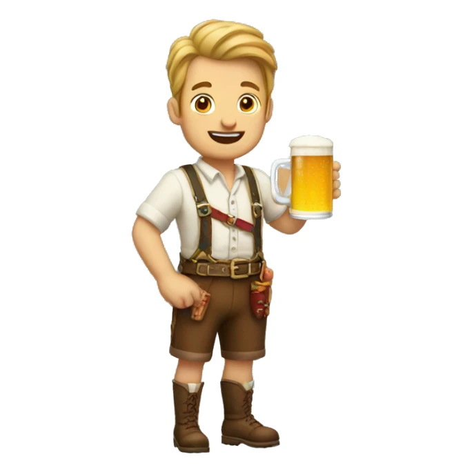 man in lederhosen holding beer and sausage  sticker