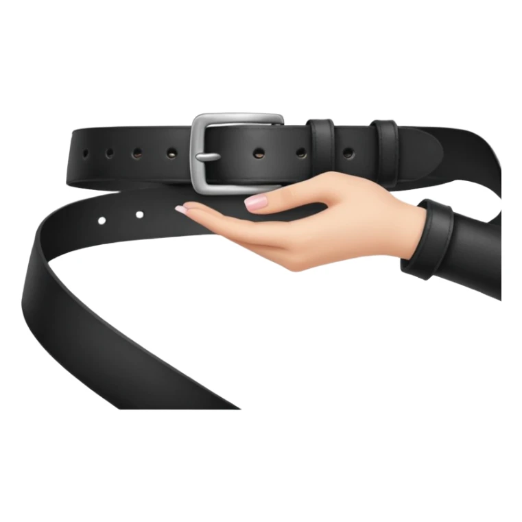 black leather belt in girls hand handing it to someone  sticker