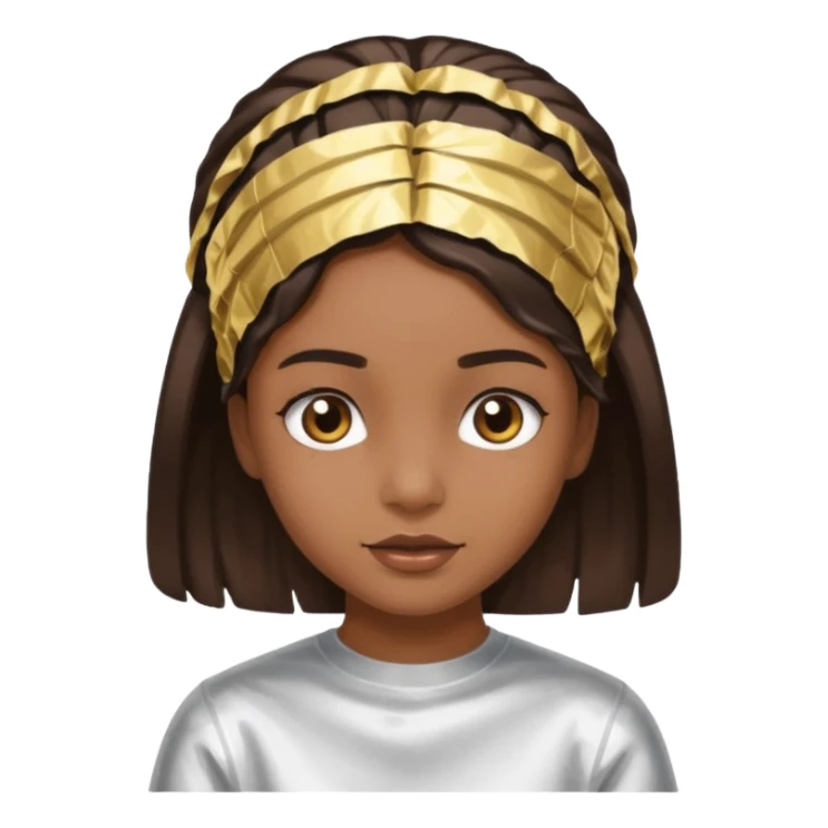 Chica morena haciéndose mechas(con aluminio en la cabeza) sticker