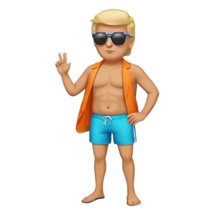 full body Trump standing in beach outfit sticker
