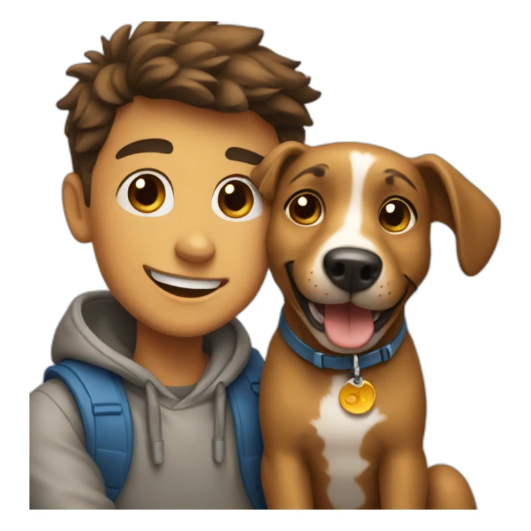 Happy Boy with his Dog. sticker